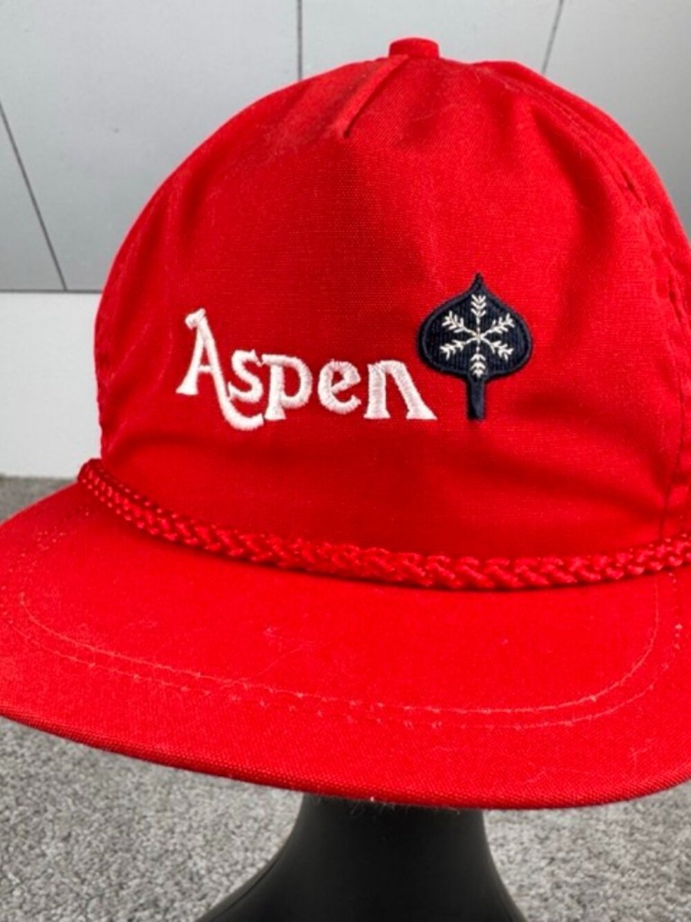 Vintage Aspen Colorado Hat Strapback Imperial Headwear USA Ski Rope Cap 80s Red